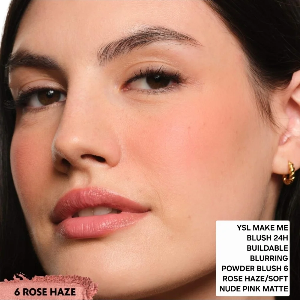 YSL MAKE ME BLUSH 24H BUILDABLE BLURRING POWDER BLUSH 6 ROSE HAZE/SOFT NUDE PINK